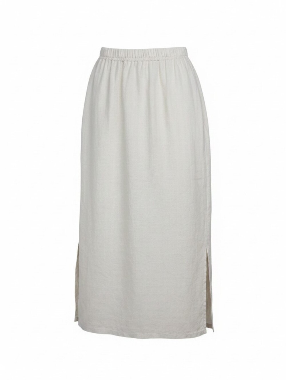 Eileen Fisher Irish Linen Midi Skirt with Side Slits In White Size Small